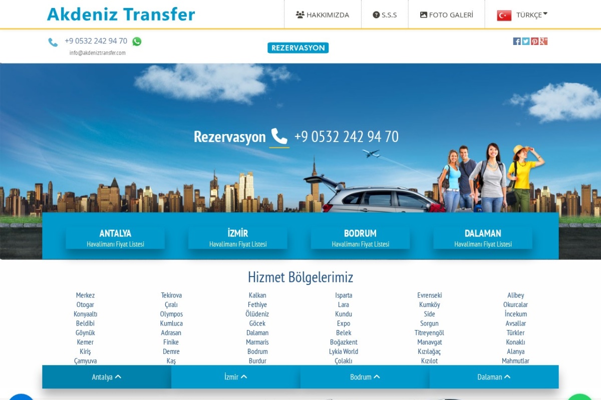 Antalya Transfer Havaalanı Belek Kemer Side Tekirova Ulaşım Taksi