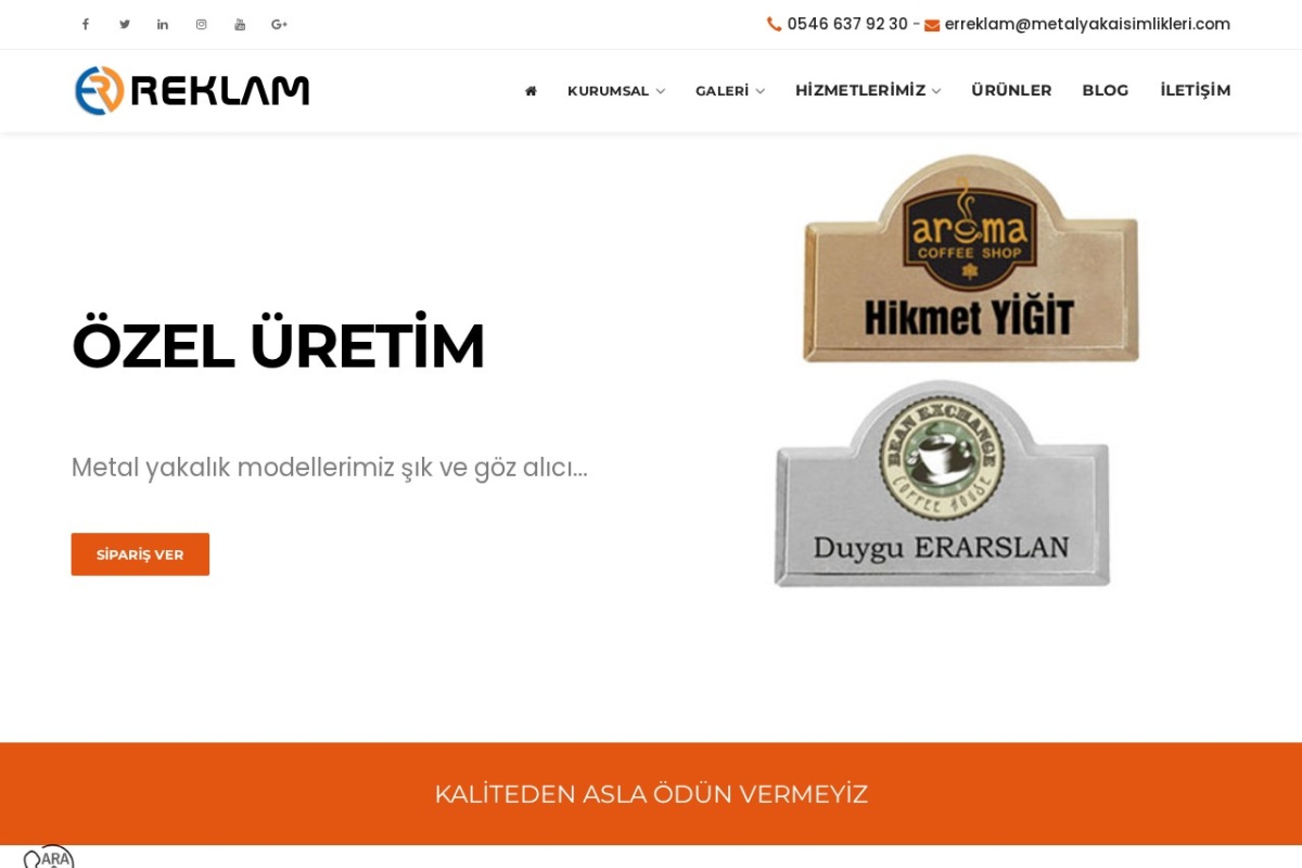 Er Reklam | Metal Yaka İsimlikleri