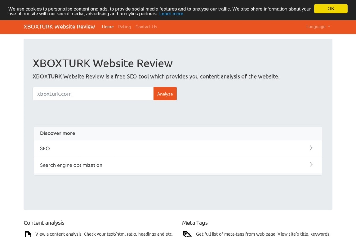XBOXTURK Web Sitesi İncelemesi (ücretsiz SEO aracı)